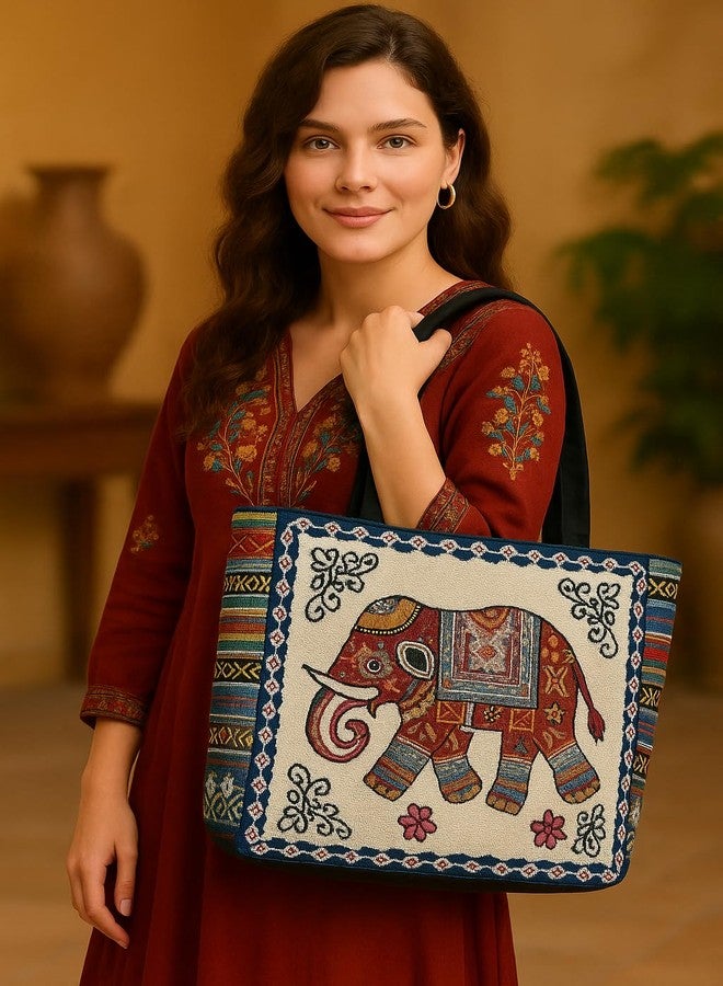 CULT FACTORY Designer Elephant Handbag for Women Stylish Latest Big Hand Bag for Women Shoulder Hand Bag for Office Use (Blue) - Image 3